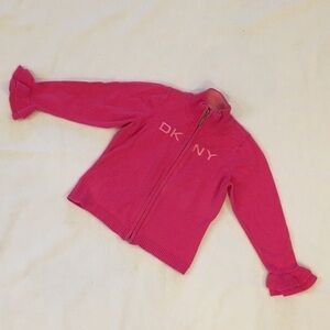 DKNY Girls Pink Zip Up Sweater Size 3T